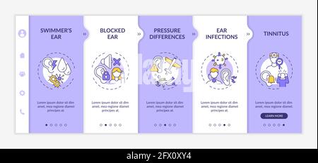 Common ear conditions onboarding vector template Stock Vector