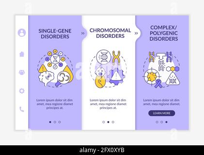Different genetic disorders onboarding vector template Stock Vector