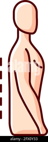 Flatback syndrome RGB color icon Stock Vector
