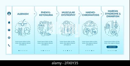 Various genetic disorders onboarding vector template Stock Vector