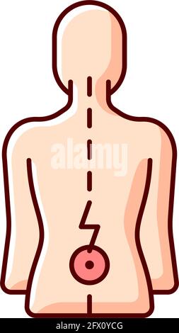Lower back pain RGB color icon Stock Vector