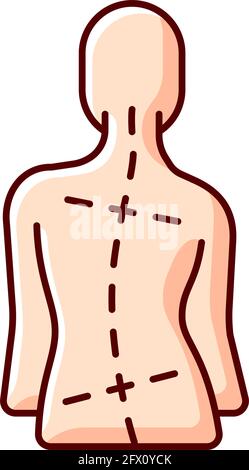 Uneven hips and shoulders RGB color icon Stock Vector