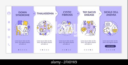 Common genetic diseases onboarding vector template Stock Vector