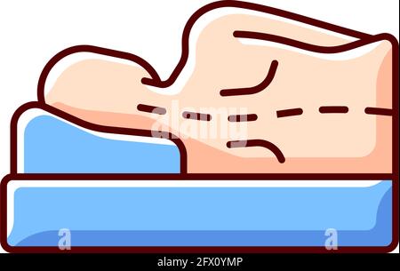 Incorrect Sleeping Position Rgb Color Icon Pillow Scoliosis Vector