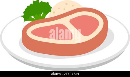 Steak, beef, dinner vector  icon illustration Stock Vector