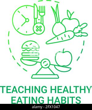 Teaching healthy eating habits concept icon Stock Vector