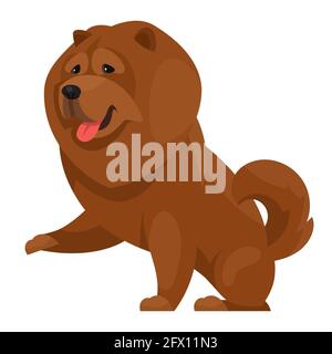 Chow Chow giving paw. Beautiful pet in cartoon style. Stock Vector