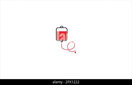 Blood donation bag or Bottle in simple flat minimal vector icon Logo Stock Vector