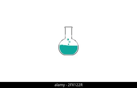 Boiling Flask with bubbles in minimal flat vector icon logo design illustration Stock Vector