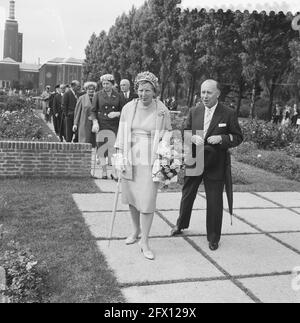 Queen Juliana at the Floriade in Rotterdam. In the background Museum Boijmans van Beuningen, July 20, 1960, Queens, The Netherlands, 20th century press agency photo, news to remember, documentary, historic photography 1945-1990, visual stories, human history of the Twentieth Century, capturing moments in time Stock Photo