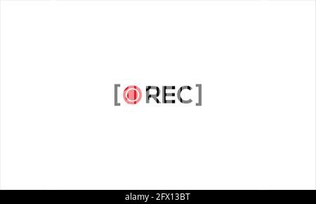 Framed recording sign Symbol icon logo in minimal flat design  vector illustration Stock Vector
