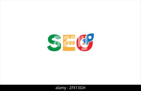 New business project startup and  rocket concept of SEO search engine optimization icon logo design illustration Stock Vector