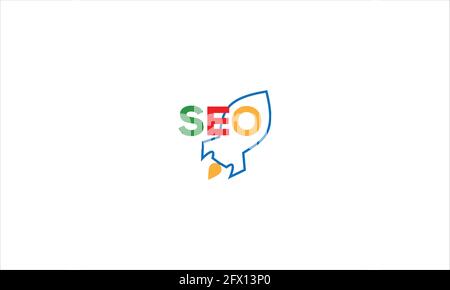New business project, startup rocket, concept of SEO  search engine optimization icon logo Stock Vector