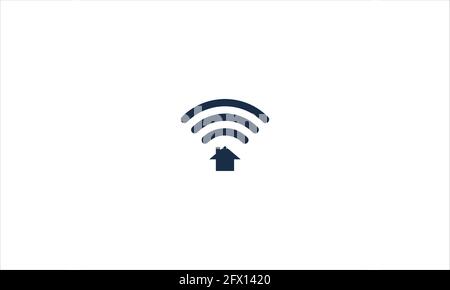 Wireless and Wi-Fi Home House icon or sign for remote internet access  logo design illustration Stock Vector