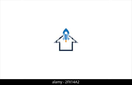Rocket home House logo design template vector icon illustration Stock Vector