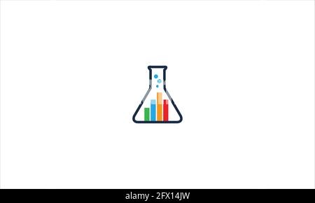 Graph Growth bar chart graph in  beaker Lab or laboratory Growth Logo Icon Design   template illustration Stock Vector