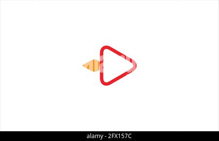 Play button icon logo vector illustration template  in flat style Stock Vector