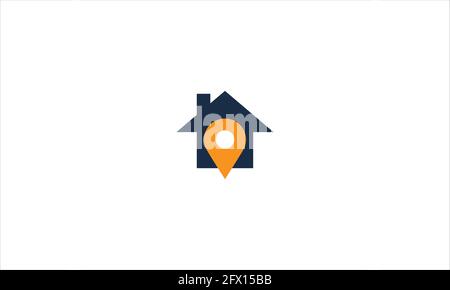 Home with location pin icon with flat minimalist style logo Stock Vector