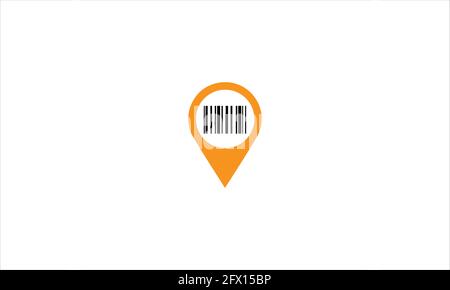 Barcode location marker pin place pointer position icon. Navigation travel direction pointer icon logo Stock Vector