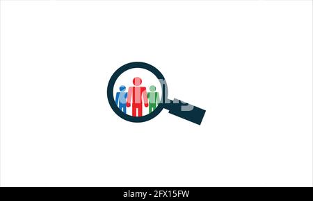 Businessman and Search Logo Template. or Search job vacancy icon. symbol of finding a job to do business vector illustration Stock Vector