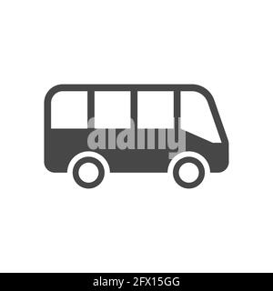 Bus simple black vector icon. Glyph autobus symbol. Stock Vector