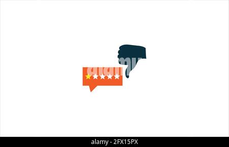 Bad Testimonial Icon Logo Design Element or negative five star feedback icon logo Stock Vector