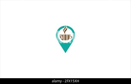 Coffee pin café locations icon From Map Navigation logo vector illustration Stock Vector