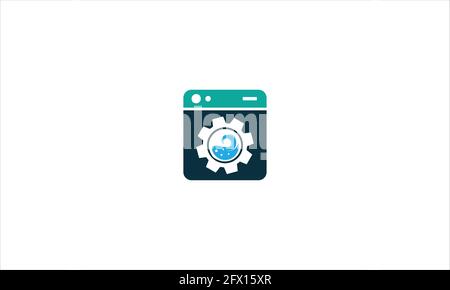 Washer and gear Tool Laundry Icon Logo Design  Element or   Adjusting app, service concept, setting options, maintenance, repair, fixing. Logo design Stock Vector