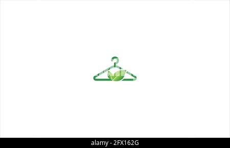 Eco Laundry Logo Design Template or Leaf, hanger, wash. Eco concept. Vector illustration Stock Vector