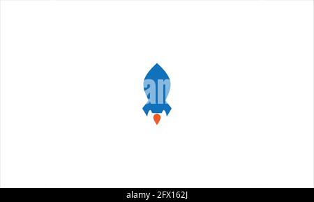 rocket ship with fire Flat line icon. Vector illustration with flying rocket. Space travel. Project start up sign. Creative idea symbol Stock Vector