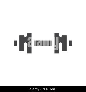 Dumbbell weight black vector icon. Glyph symbol. Stock Vector