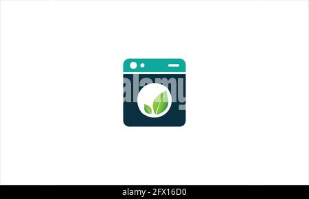 Eco Laundry Dry Cleaner  and leaf icon logo Design Template Vector Illustration Stock Vector