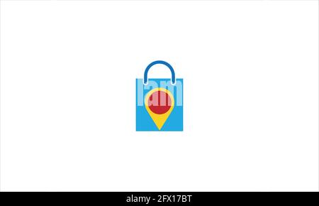 Shop Point logo designs. Shopping Center logo designs vector stock illustration. or Shopping Location icon Bag Icon Logo Stock Vector