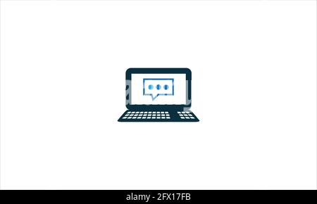 Chatting, computer, laptop, laptop chat, laptop screen, messaging, online icon logo Stock Vector