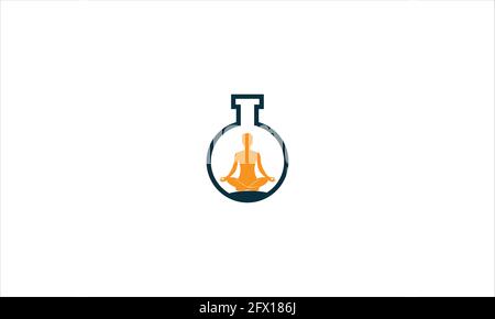 Logo Design For Meditation Lab Icon or  meditation in the laboratory test tube icon logo vector illustration Stock Vector