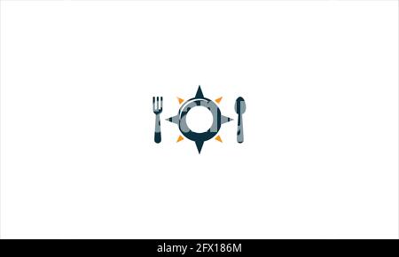 Travel Food Icon Logo Design Element. Compass food vector , restaurant map logo. compass food vector logo, icon, element, and template for company Stock Vector