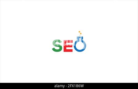 SEO Logo With Lab Chemical Flask icon logo simple vector illustration Stock Vector