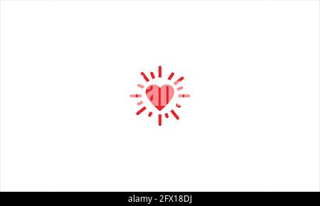 Cute Illustration of shining heart. modern simple heart vector icon, flat graphic symbol in trendy flat design style. Stock Vector