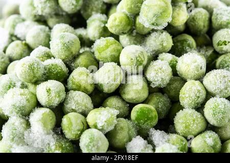 Frozen green peas background Stock Photo