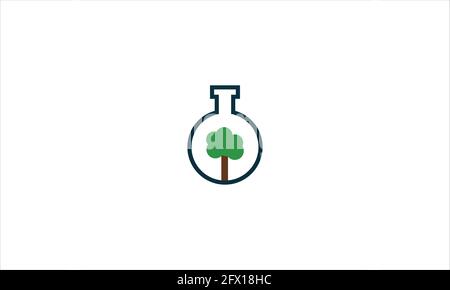 Test tube nature lab logo design vector. Biology flat icon, vector graphics. Experiment Growth Line Filled Icon Stock Vector
