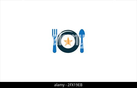 Food Review Rating Logo's Eat Review Star Rate Rating Vector Abstract Illustration Logo Icon Design Template Element Stock Vector