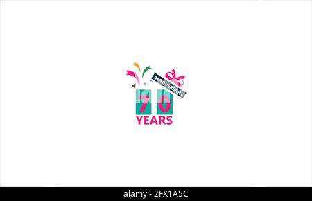 Seventy Years of anniversary logotype with multiple line style gift for celebration event, greeting card, invitation and wedding celebration icon logo Stock Vector