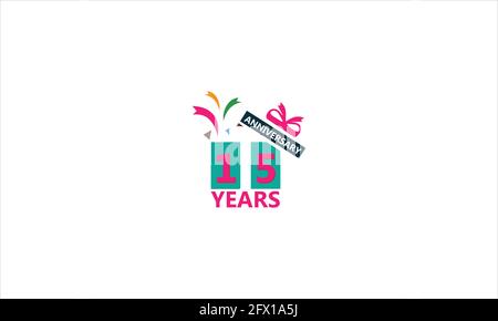 Fifteen years of anniversary logotype with multiple line style gift for celebration event, greeting card, invitation and wedding celebration icon logo Stock Vector