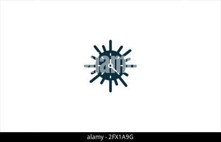 Wall Clock with rays black icon Logo design illustration Stock Vector