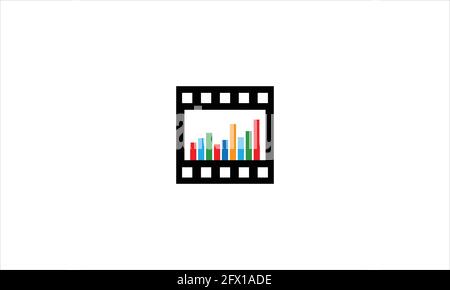 Data Financial Presentation Marketing with Filmstrip icon logo Diagram icon business simple vector illustration Stock Vector