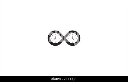 Time Infinity Logo Icon Design. Infinite, time, clock icon. Simple line, outline vector of icons Stock Vector