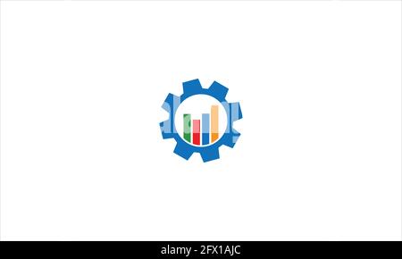 Gear graph vector icon logo template Progress vector logo template. This design use gear and statistic symbol. Suitable for business. Stock Vector