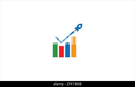 creative chart and take off rocket vector Financial growth with rocket vector logo template Stock Vector