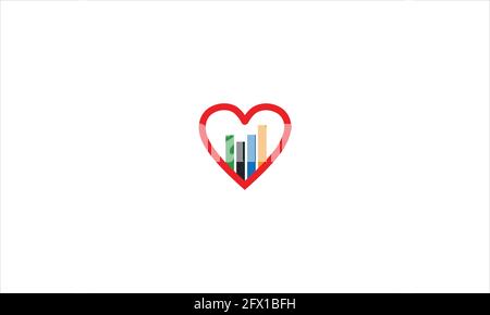 Heart bar chart graph Chart icon Logo Vector Design Template illustration Stock Vector