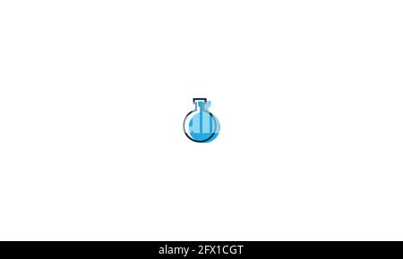 Round bottom boiling flask icon in flat design style. Test tube vector illustration. Laboratory glassware Stock Vector